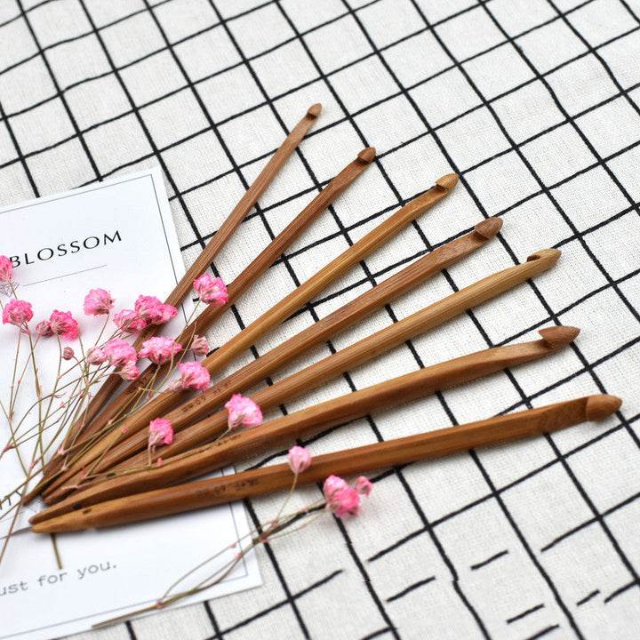 Unleash Your Inner Crochet Wizard with the Set of 7 Bamboo Stick Crochet Hooks!