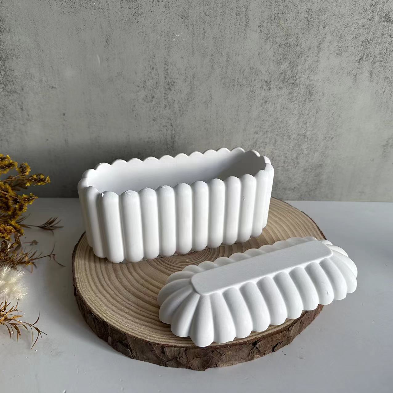 Enhance Your Crafting with the Oval Vertical Stripes Storage Box Silicone Mold