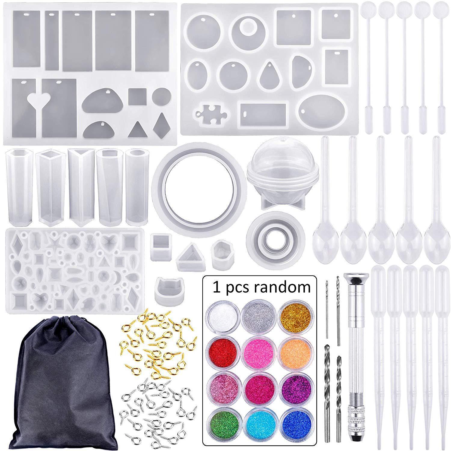 Unlock Your Creativity with Our 83 Pieces Crystal Glue Mold Epoxy Resin Silicone Mold Manual DIY Suit