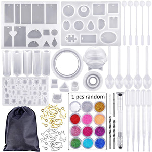 Unlock Your Creativity with Our 83 Pieces Crystal Glue Mold Epoxy Resin Silicone Mold Manual DIY Suit