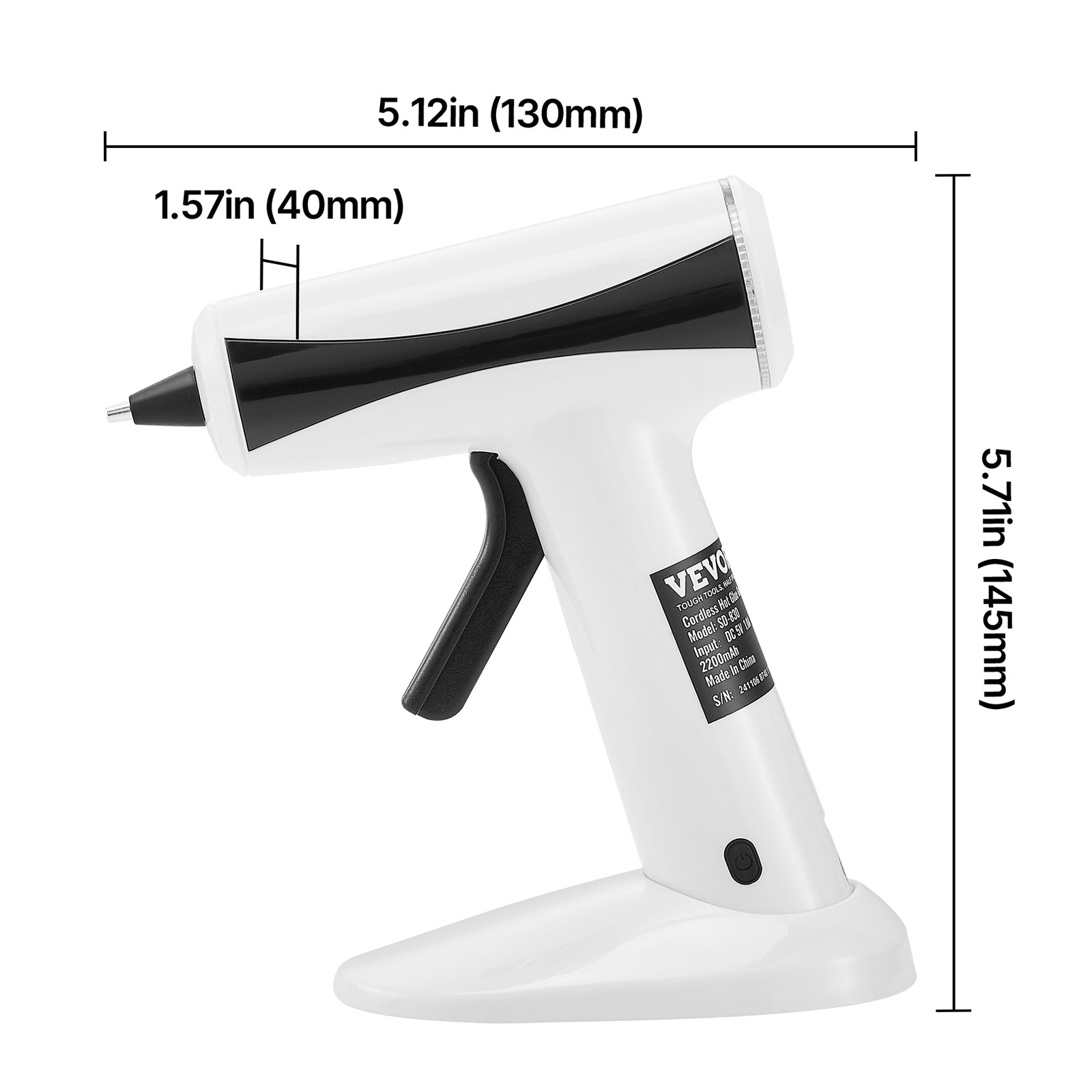 VEVOR Hot Glue Gun, Rechargeable Cordless Glue Gun, Mini Wireless Hot Glue Gun Kit With 2200mAh Battery, 20 Pcs Glue Sticks, Fast Preheating & High Temp, For Crafts, Arts, DIY, Quick Home Repairs