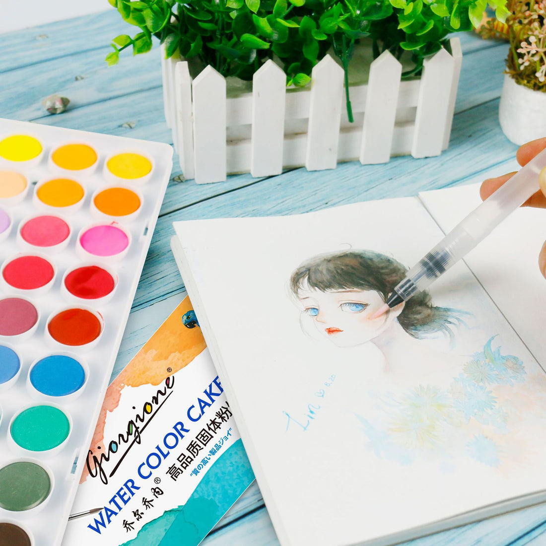 Soft fur watercolor paint brush