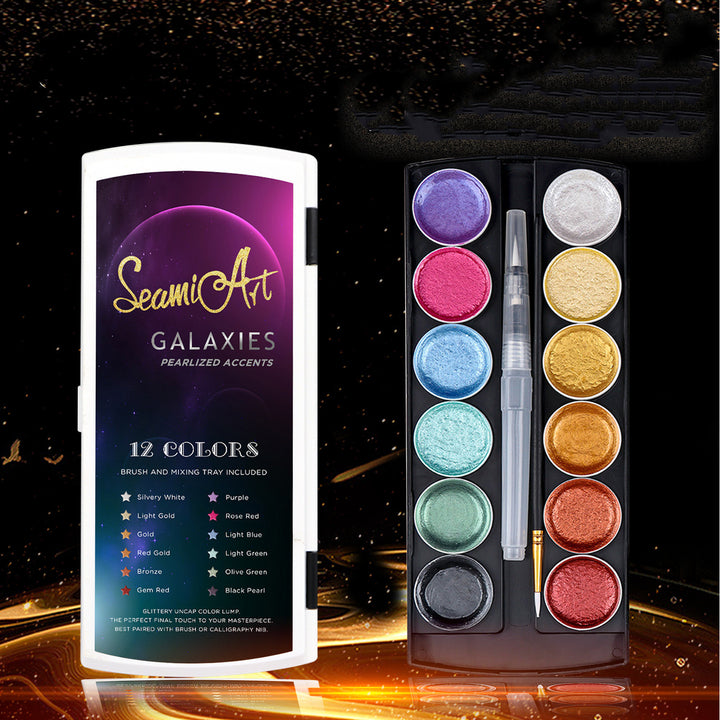 Metal Solid Watercolor 12 Colors With Brush Paint Set