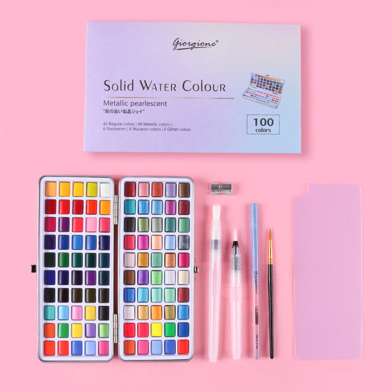 Solid Powder Pearlescent Color Watercolor Paint Set