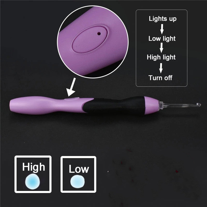 9 Plastic LED Glowing Crochet Hooks