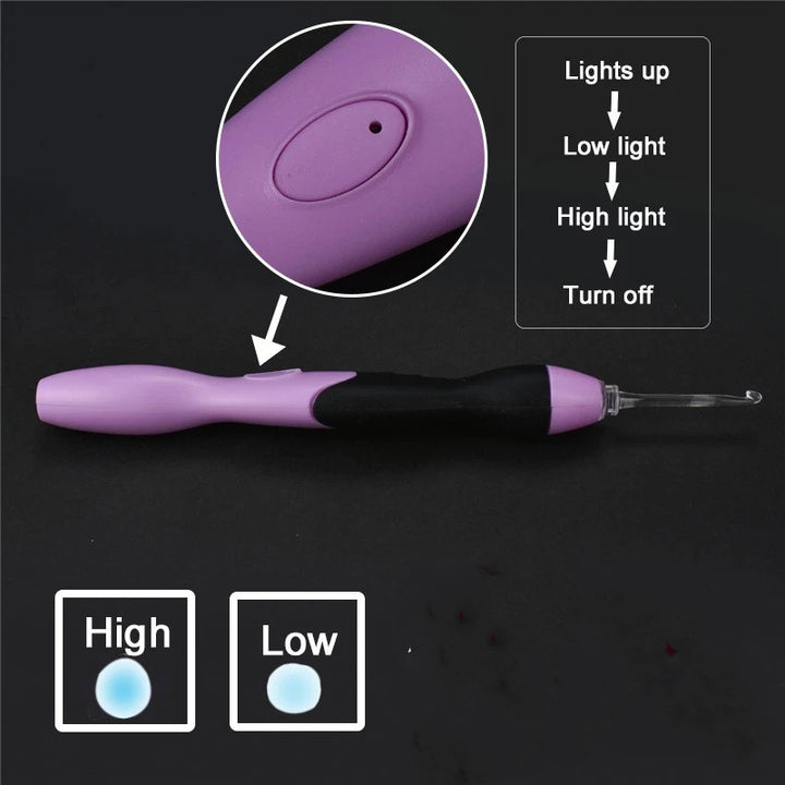 9 Plastic LED Glowing Crochet Hooks