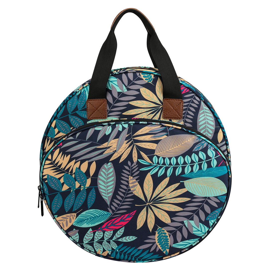 Embroidery Thread Bag with Maple Leaves Round Embroidered Circle Bag Blue Color Knitting Tote Bag Sewing Accessories