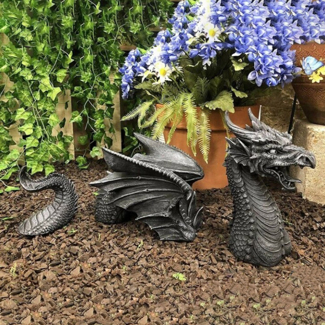 Large Dragon Gothic Garden Sculptures