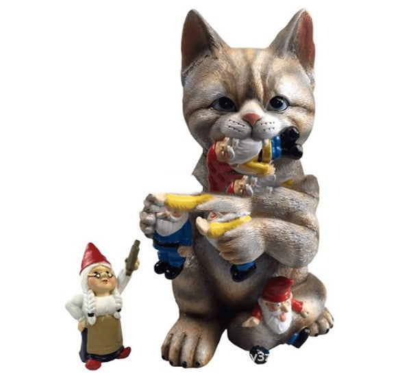 Cats Eat Dwarfs Statue Yard Sculptures