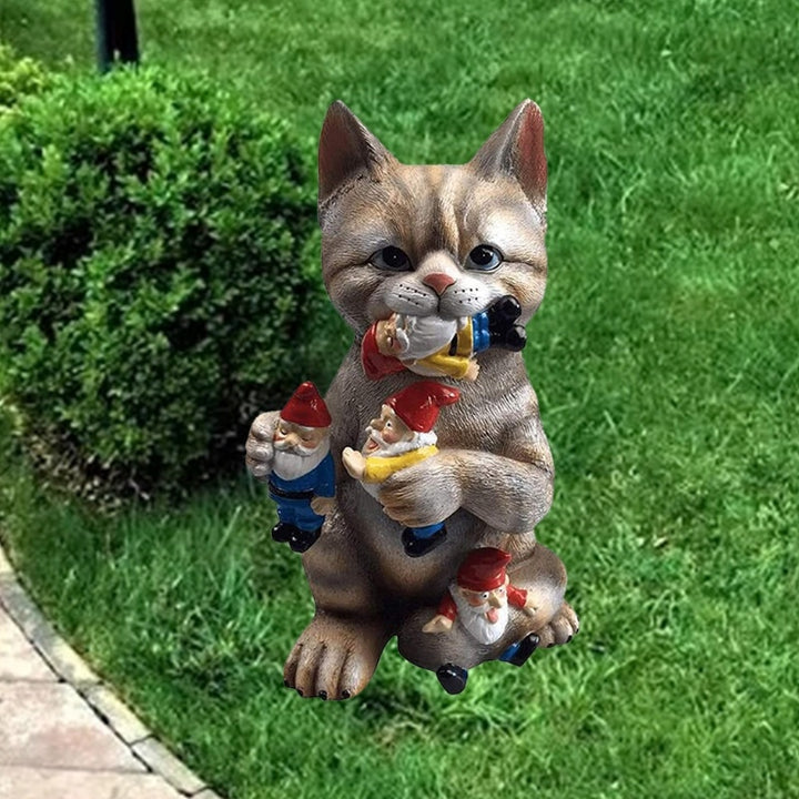 Cats Eat Dwarfs Statue Yard Sculptures