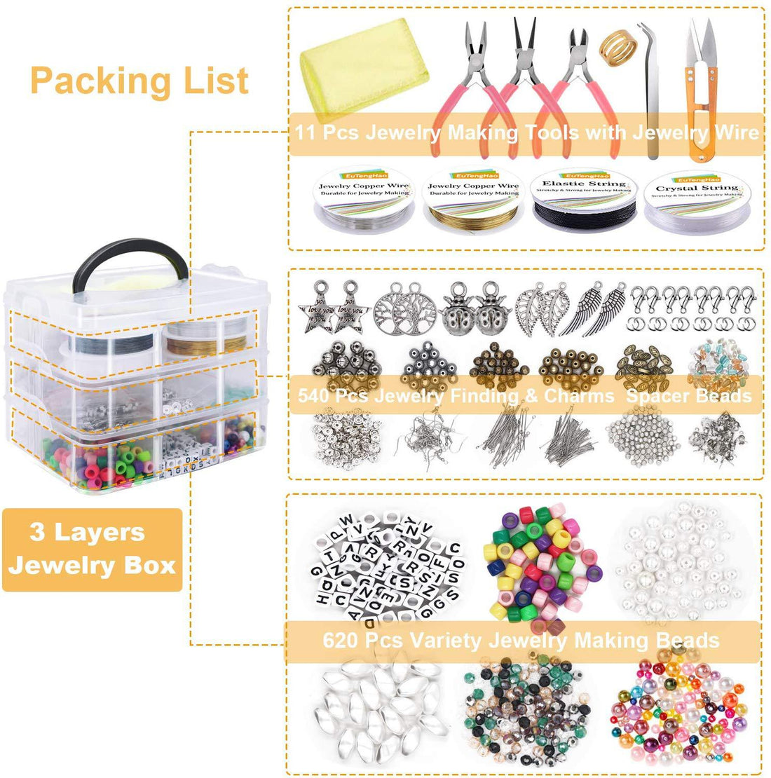 1171pcs crystal beads material