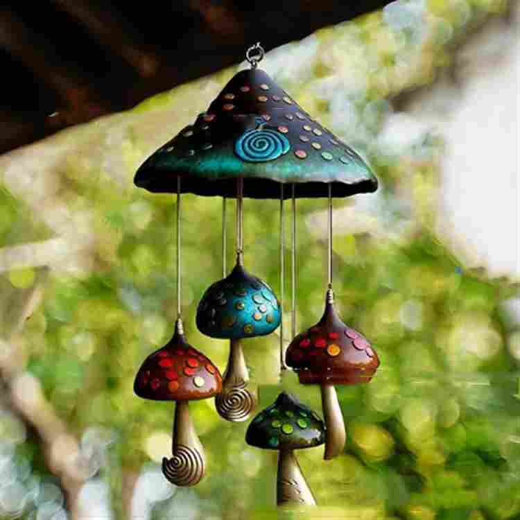 Mushroom Wind Chimes Handmade Resin Art Decoration