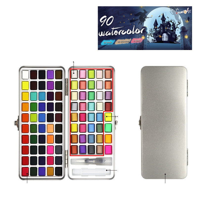 Portable Pearlescent Fluorescent Watercolor Paint Set