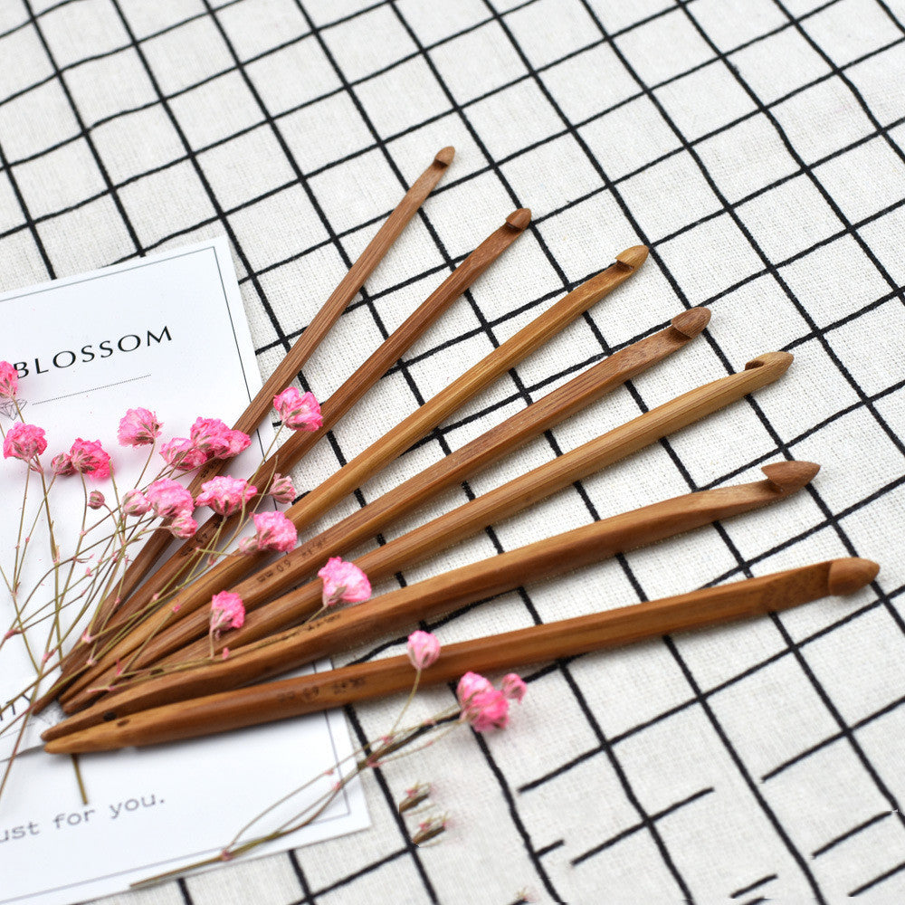 Set Of 7 Bamboo Stick Crochet Hooks