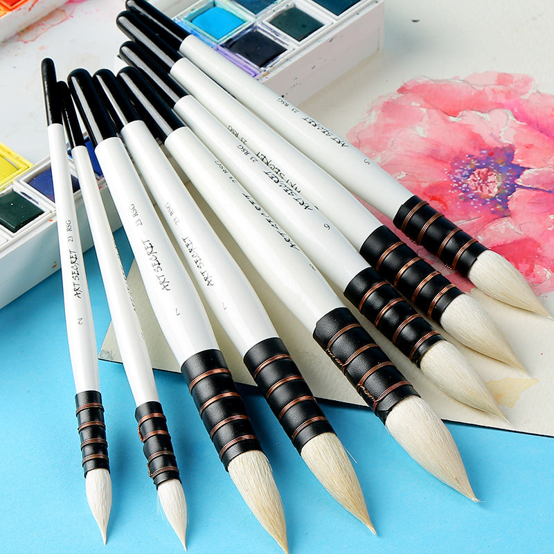 Pointed watercolor brush