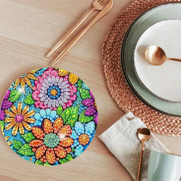 16 Pcs Diamond Art Painting Coaster Kit Flowers DIY Crafts Kit With Holder And Wooden Pad Non Slip Coaster Art Supplies For Adults And Beginner Ideal Mother's Day Easter Gift