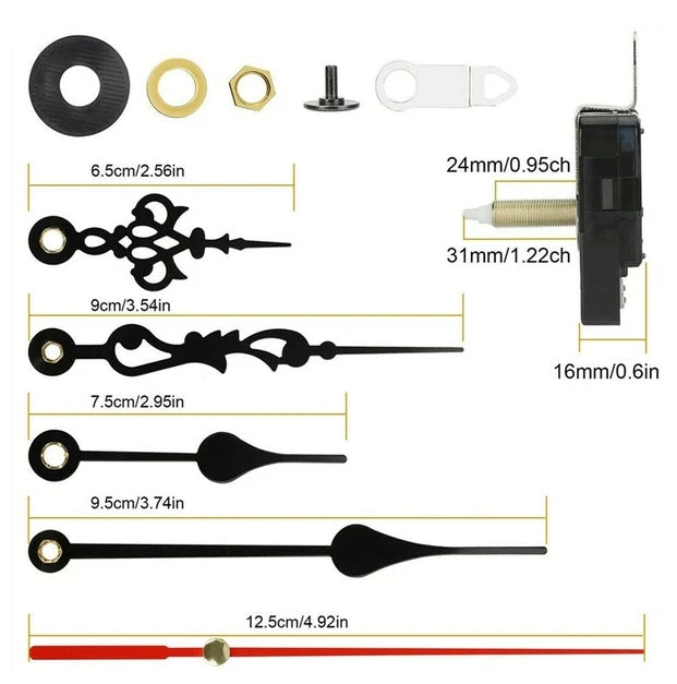 DIY Clock Parts Movement Quartz Mechanism Wall Replacement Repair Tool Hands Kit