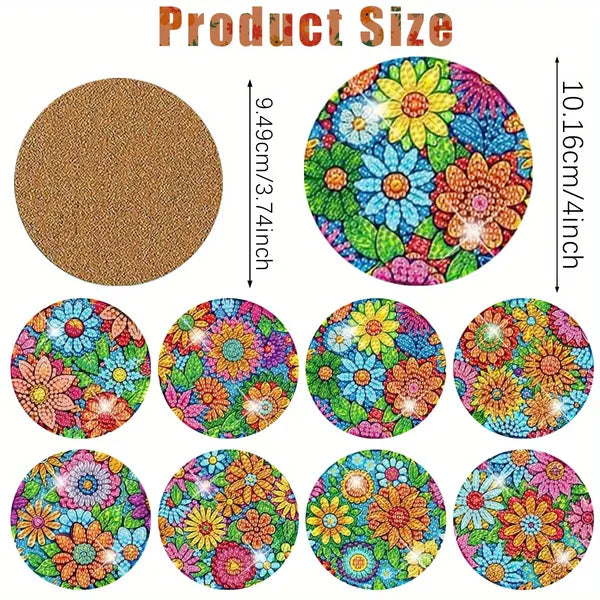 16 Pcs Diamond Art Painting Coaster Kit Flowers DIY Crafts Kit With Holder And Wooden Pad Non Slip Coaster Art Supplies For Adults And Beginner Ideal Mother's Day Easter Gift