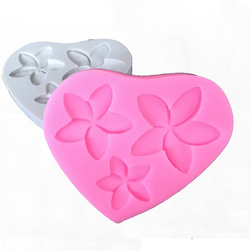Five-leaf Flower Simulation Plumeria Rubra Silicone 3D Fondant Cake Mold Clay Silicone Cake Mold