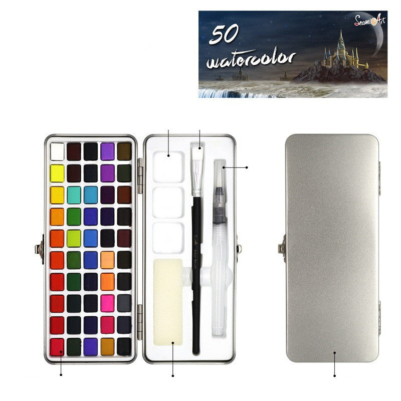 Portable Pearlescent Fluorescent Watercolor Paint Set