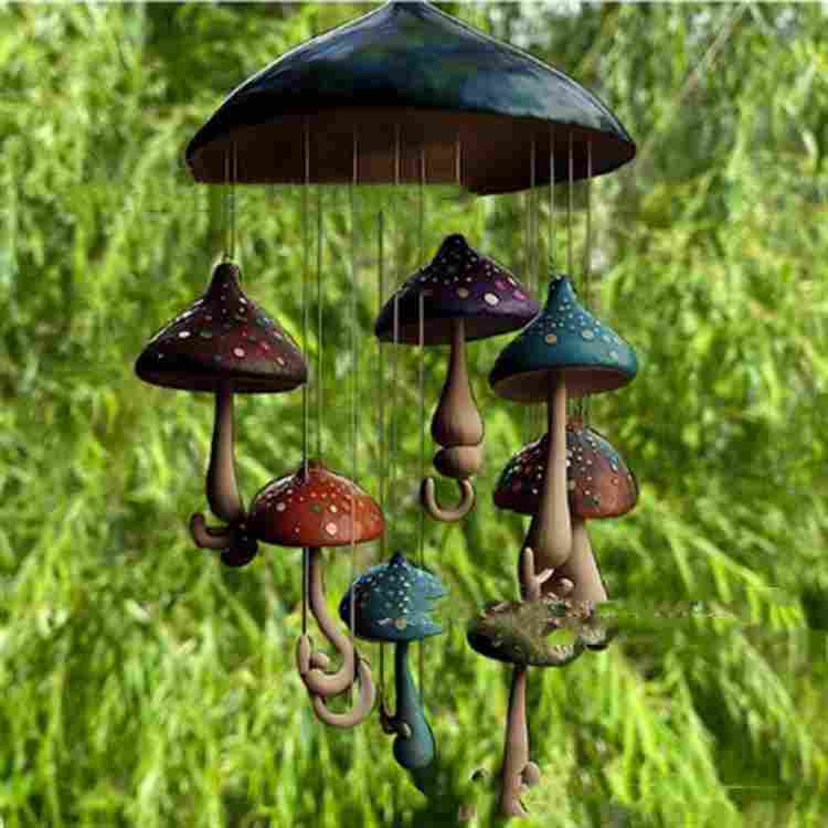 Mushroom Wind Chimes Handmade Resin Art Decoration