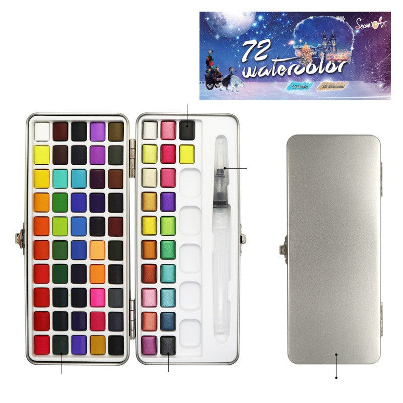 Portable Pearlescent Fluorescent Watercolor Paint Set