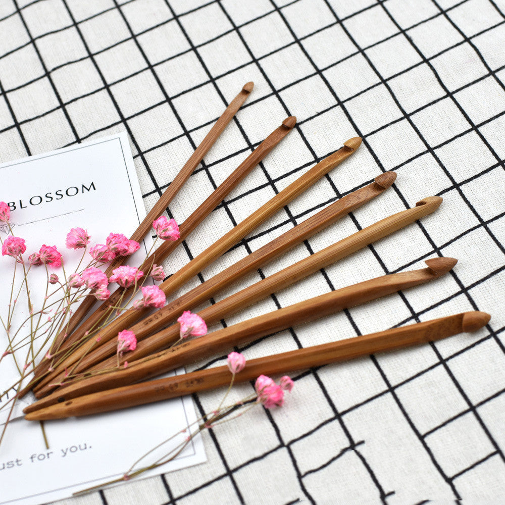 Set Of 7 Bamboo Stick Crochet Hooks