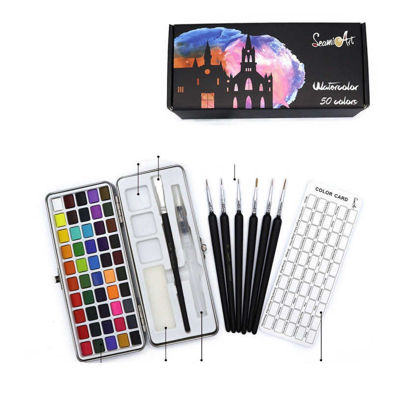 Portable Pearlescent Fluorescent Watercolor Paint Set