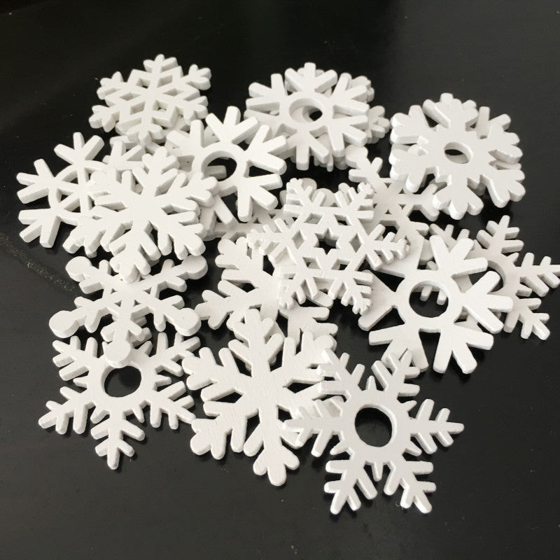 Wooden Crafts White Snowflake Wood Chips