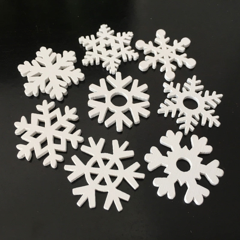 Wooden Crafts White Snowflake Wood Chips
