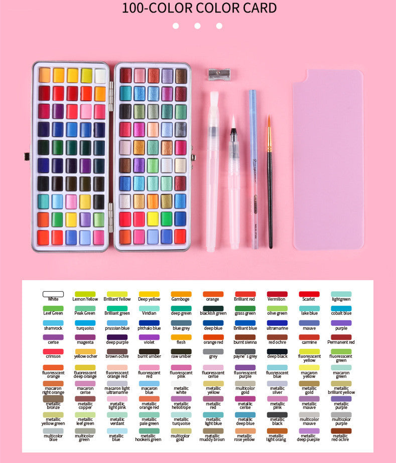 Solid Powder Pearlescent Color Watercolor Paint Set