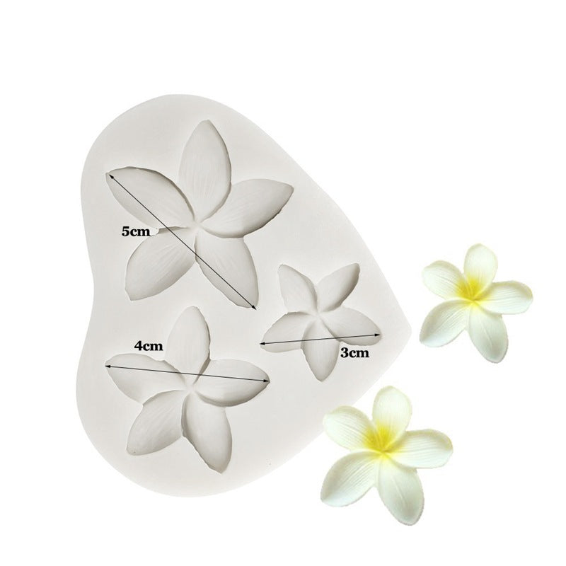 Five-leaf Flower Simulation Plumeria Rubra Silicone 3D Fondant Cake Mold Clay Silicone Cake Mold