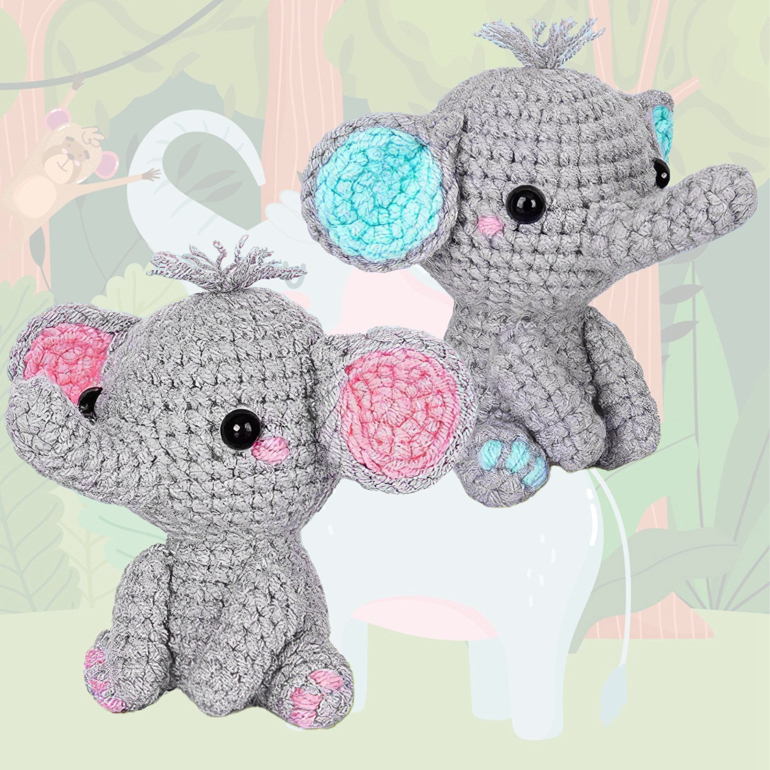 Crochet Kit Crochet Kit For Beginners DIY Knitting Supplies Elephant Succulents Options
