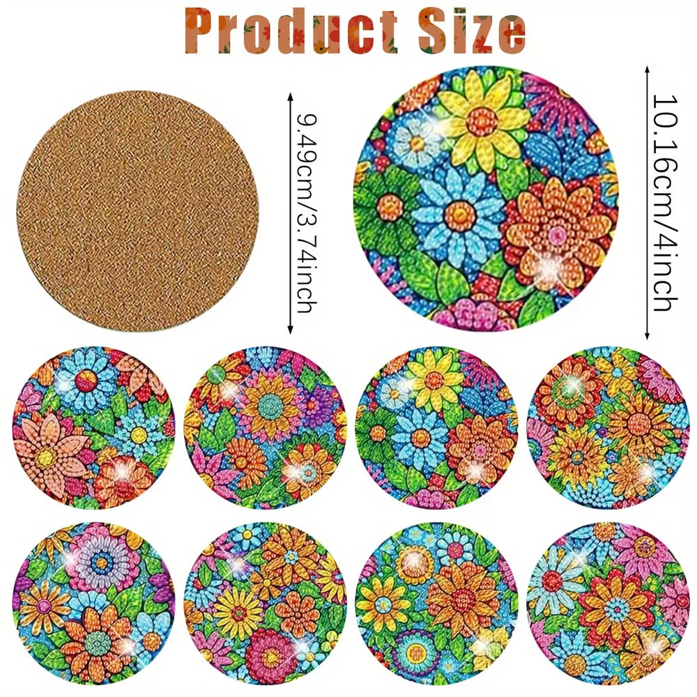 16 Pcs Diamond Art Painting Coaster Kit Flowers DIY Crafts Kit With Holder And Wooden Pad Non Slip Coaster Art Supplies For Adults And Beginner Ideal Mother's Day Easter Gift