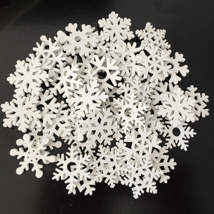 Wooden Crafts White Snowflake Wood Chips