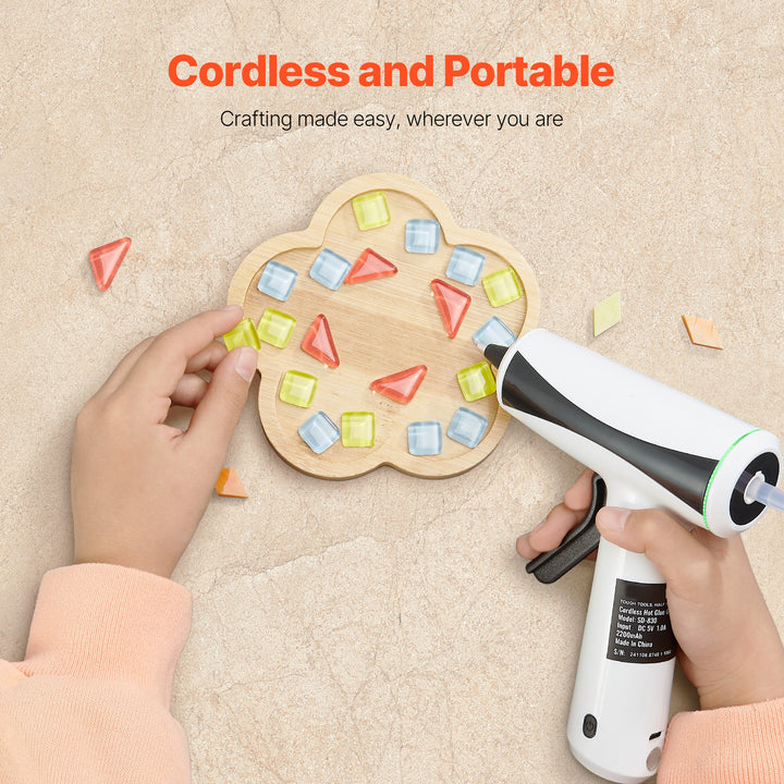 VEVOR Hot Glue Gun, Rechargeable Cordless Glue Gun, Mini Wireless Hot Glue Gun Kit With 2200mAh Battery, 20 Pcs Glue Sticks, Fast Preheating & High Temp, For Crafts, Arts, DIY, Quick Home Repairs