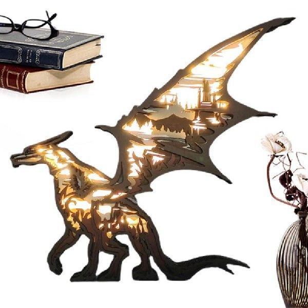 Hand Carved Wooden Dragons Sculptures