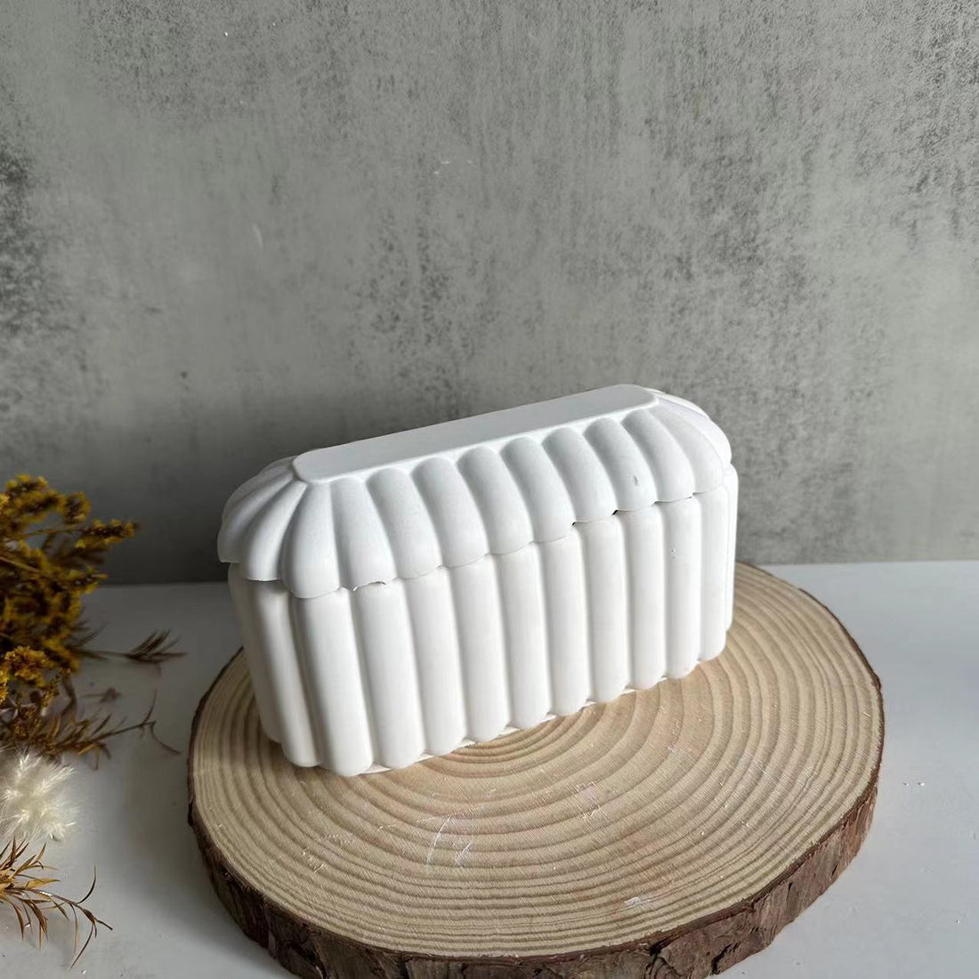 Oval Vertical Stripes Storage Box Silicone Mold