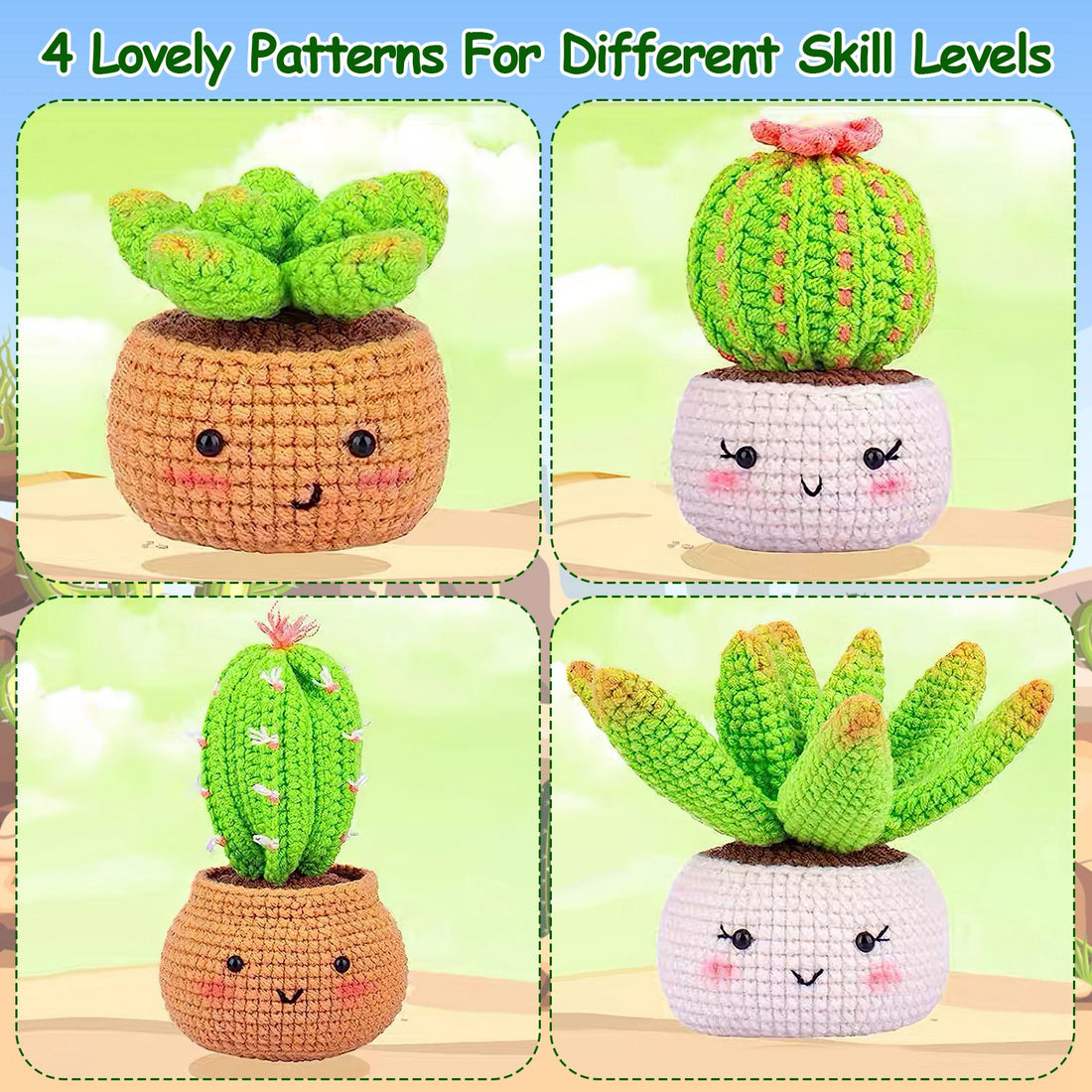 Crochet Kit Crochet Kit For Beginners DIY Knitting Supplies Elephant Succulents Options