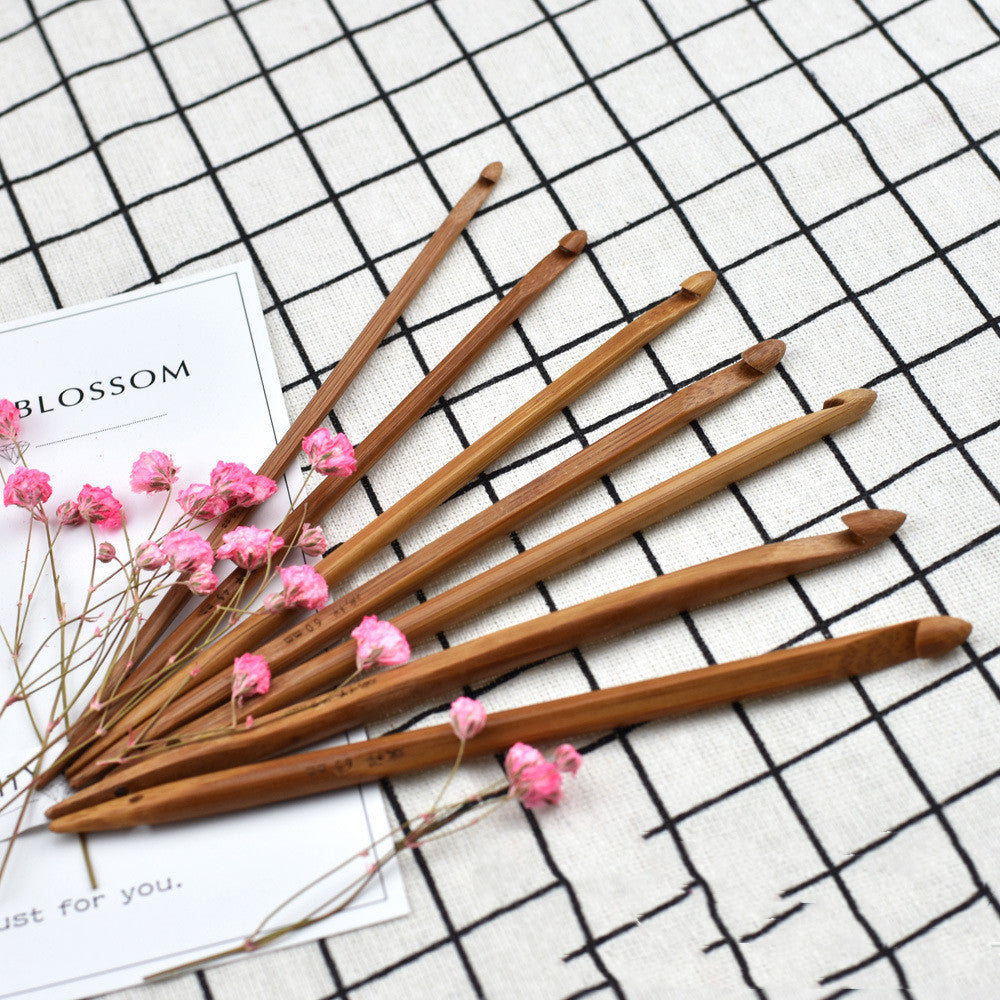Set Of 7 Bamboo Stick Crochet Hooks