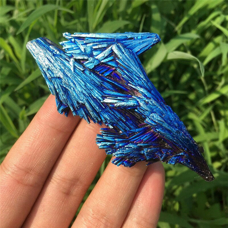 Peacock Blue Flame Feather Crystal Cluster Mineral Specimen