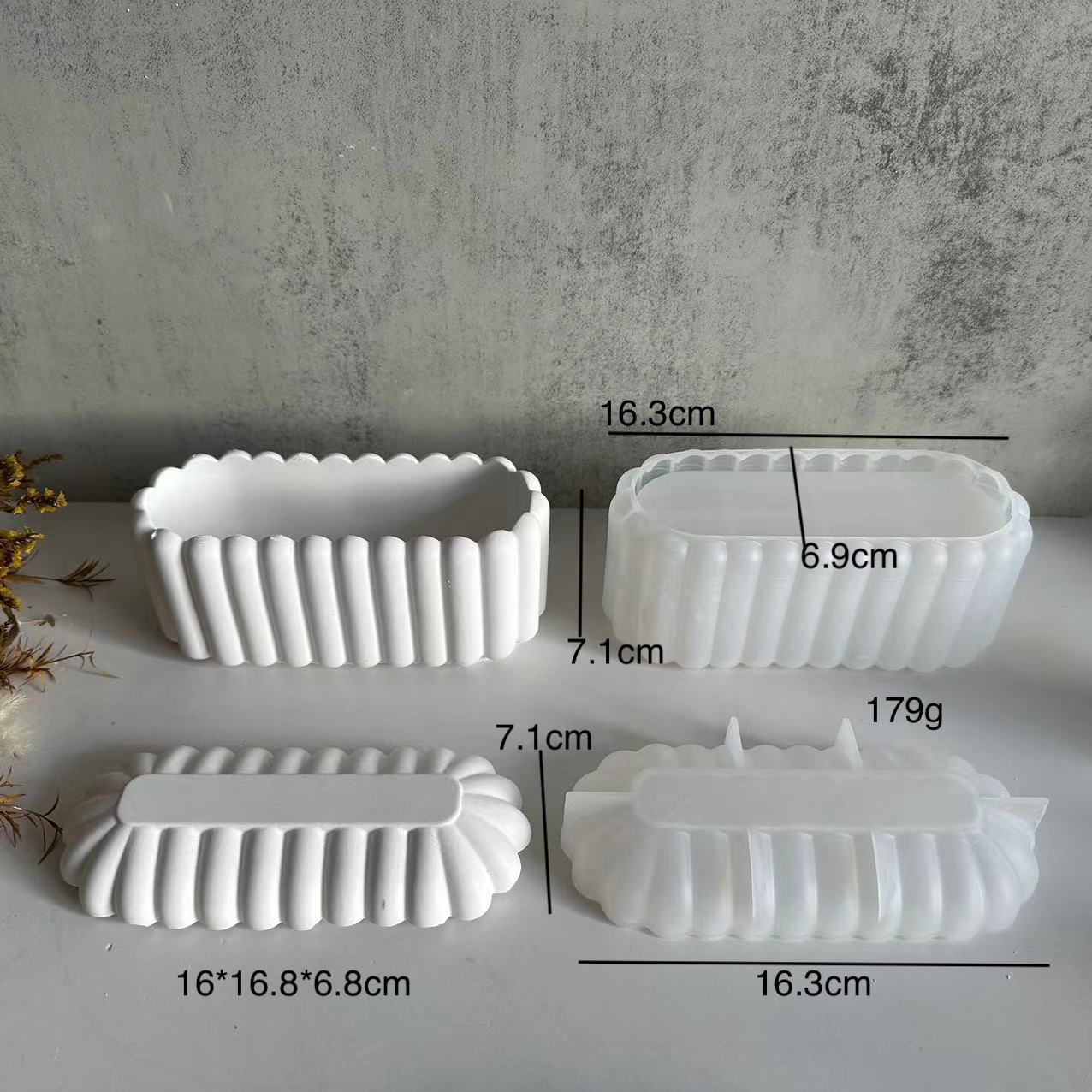 Oval Vertical Stripes Storage Box Silicone Mold