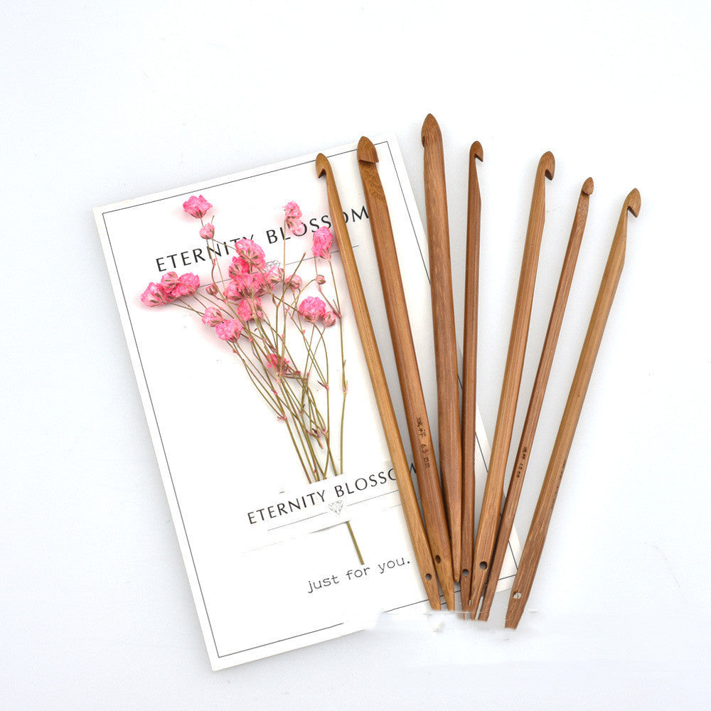 Set Of 7 Bamboo Stick Crochet Hooks