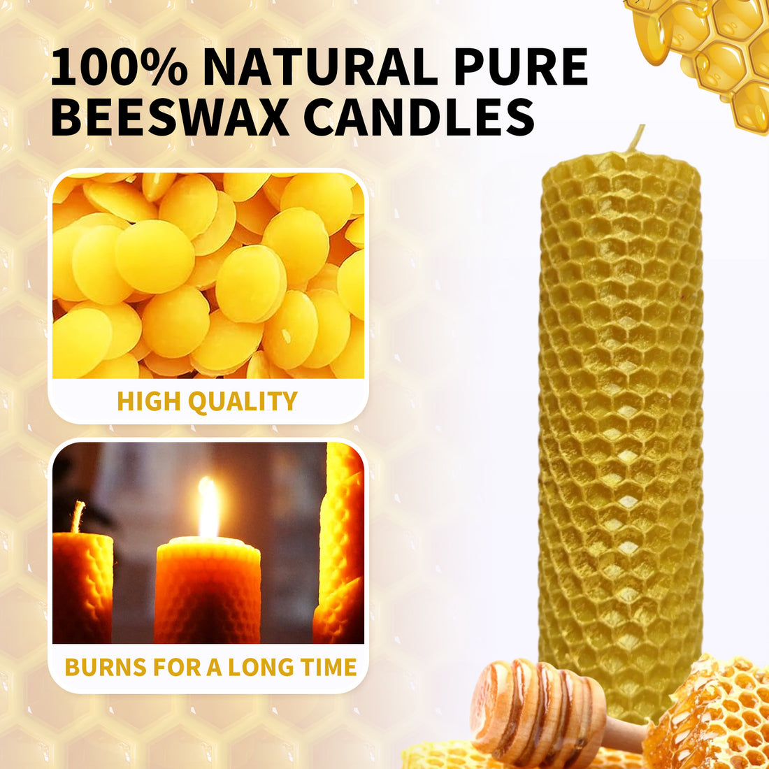 Beeswax Tablets Handmade Diy Christmas Atmosphere Creative Honeycomb Candles Pure Beeswax Roll Wax Tablets Raw Materials
