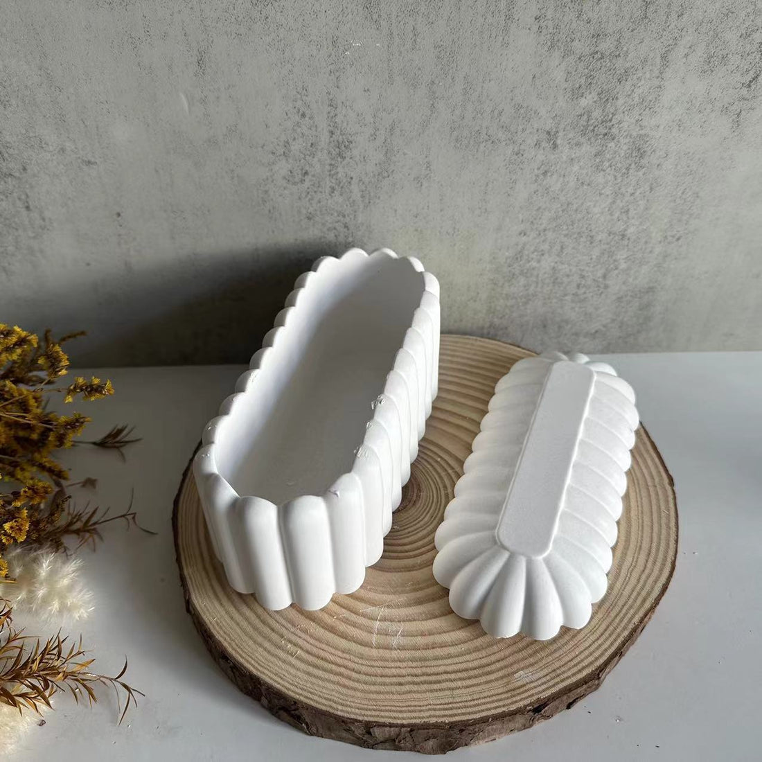 Oval Vertical Stripes Storage Box Silicone Mold