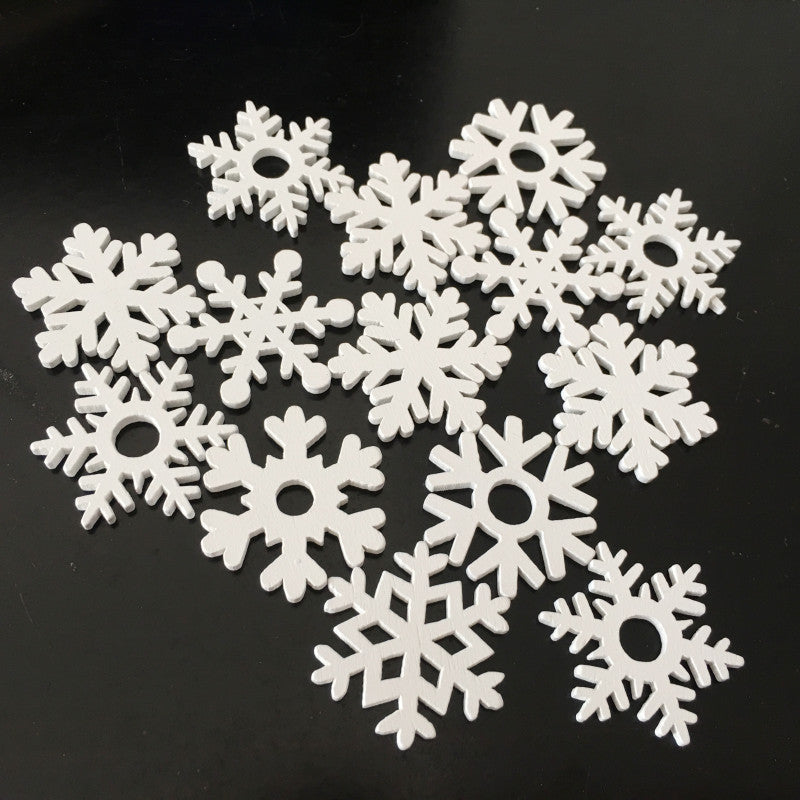 Wooden Crafts White Snowflake Wood Chips