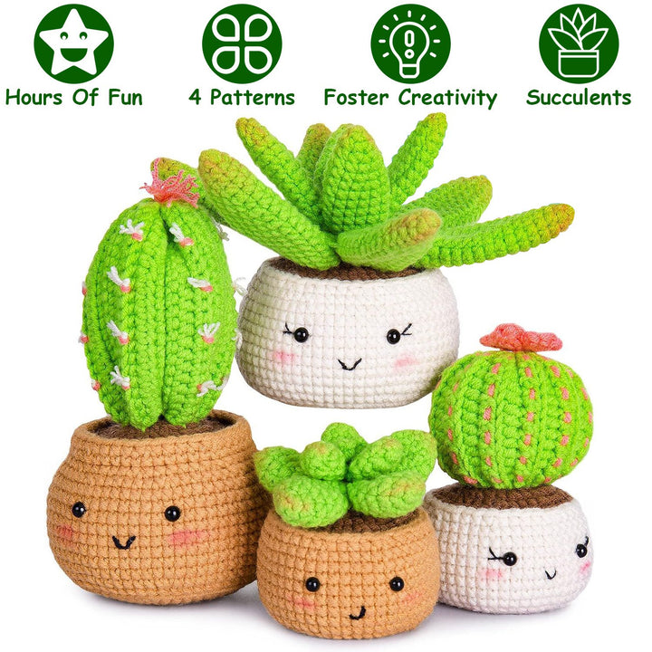 Crochet Kit Crochet Kit For Beginners DIY Knitting Supplies Elephant Succulents Options