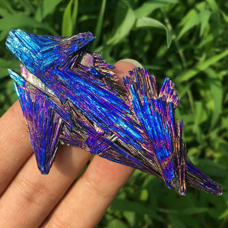 Peacock Blue Flame Feather Crystal Cluster Mineral Specimen