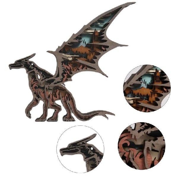 Hand Carved Wooden Dragons Sculptures