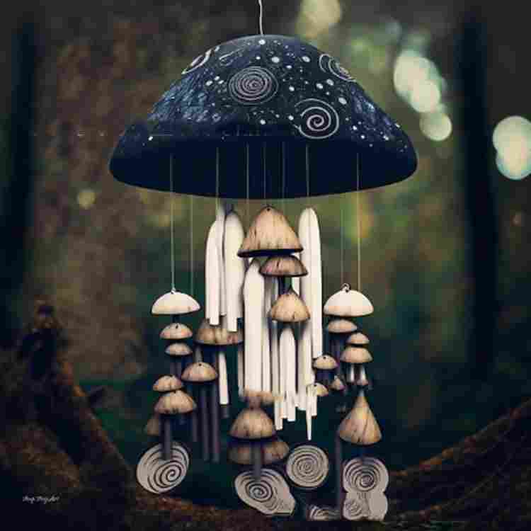 Mushroom Wind Chimes Handmade Resin Art Decoration